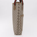 GUCCI GUCCI Plus Supreme Web Sherry Line Tote Bag PVC Beige Gold Auth gh2126-5