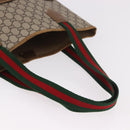 GUCCI GUCCI Plus Supreme Web Sherry Line Tote Bag PVC Beige Gold Auth gh2126-7