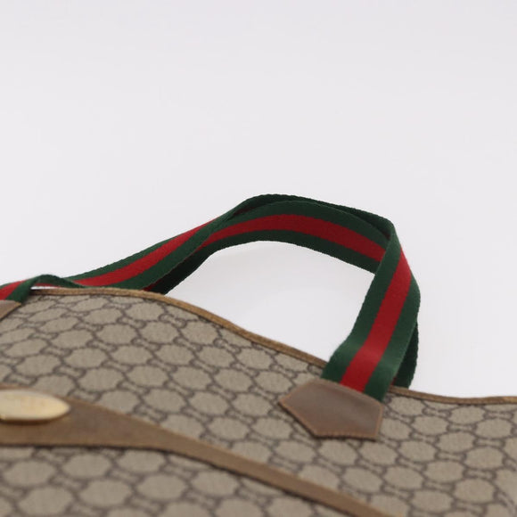 GUCCI GUCCI Plus Supreme Web Sherry Line Tote Bag PVC Beige Gold Auth gh2126