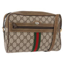 GUCCI GG Supreme Web Sherry Line Bag PVC Beige Gold 56 02 005 Auth gh2127-1