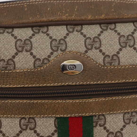 GUCCI GG Supreme Web Sherry Line Bag PVC Beige Gold 56 02 005 Auth gh2127