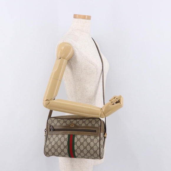 GUCCI GG Supreme Web Sherry Line Bag PVC Beige Gold 56 02 005 Auth gh2127