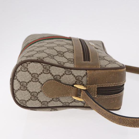 GUCCI GG Supreme Web Sherry Line Bag PVC Beige Gold 56 02 005 Auth gh2127