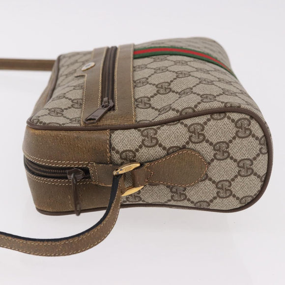 GUCCI GG Supreme Web Sherry Line Bag PVC Beige Gold 56 02 005 Auth gh2127