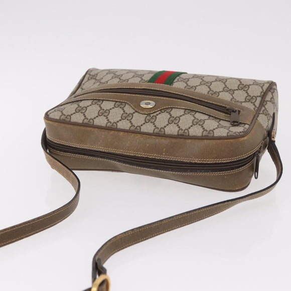 GUCCI GG Supreme Web Sherry Line Bag PVC Beige Gold 56 02 005 Auth gh2127
