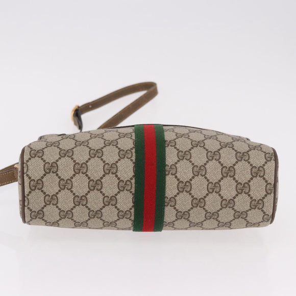 GUCCI GG Supreme Web Sherry Line Bag PVC Beige Gold 56 02 005 Auth gh2127