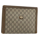 GUCCI GG Supreme Clutch Bag PVC Beige Gold Auth gh2128-1