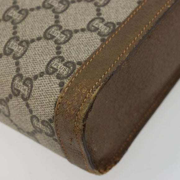 GUCCI GG Supreme Clutch Bag PVC Beige Gold Auth gh2128
