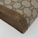 GUCCI GG Supreme Clutch Bag PVC Beige Gold Auth gh2128-16