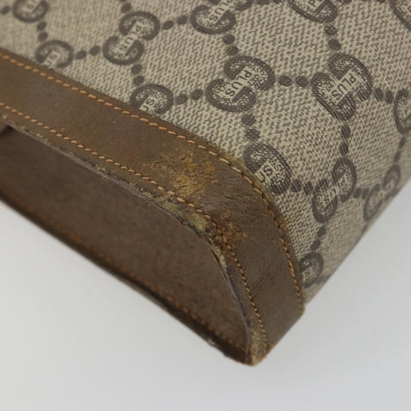 GUCCI GG Supreme Clutch Bag PVC Beige Gold Auth gh2128