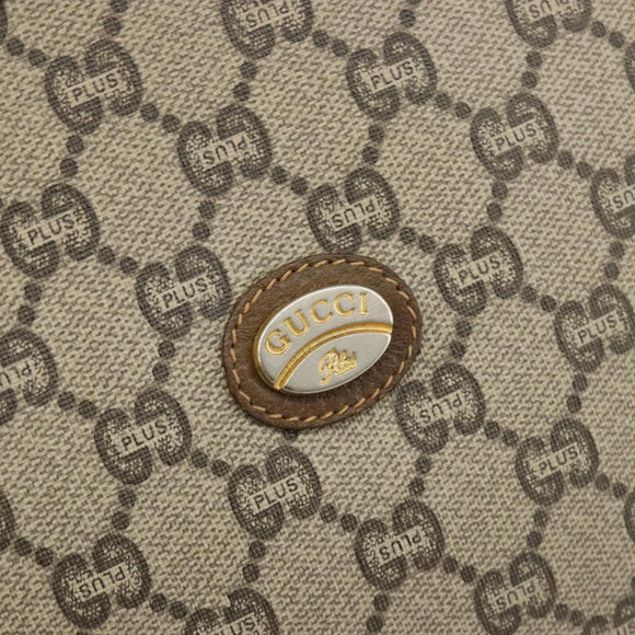 GUCCI GG Supreme Clutch Bag PVC Beige Gold Auth gh2128