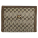 GUCCI GG Supreme Clutch Bag PVC Beige Gold Auth gh2128-13