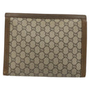 GUCCI GG Supreme Clutch Bag PVC Beige Gold Auth gh2128-2
