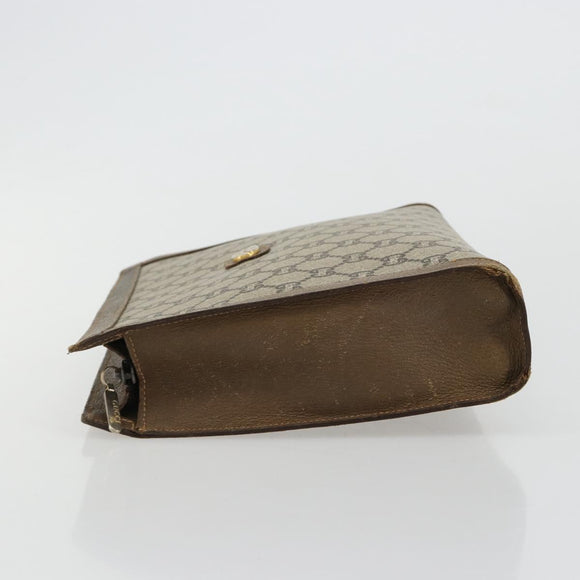 GUCCI GG Supreme Clutch Bag PVC Beige Gold Auth gh2128