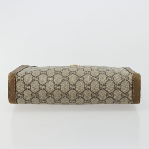 GUCCI GG Supreme Clutch Bag PVC Beige Gold Auth gh2128