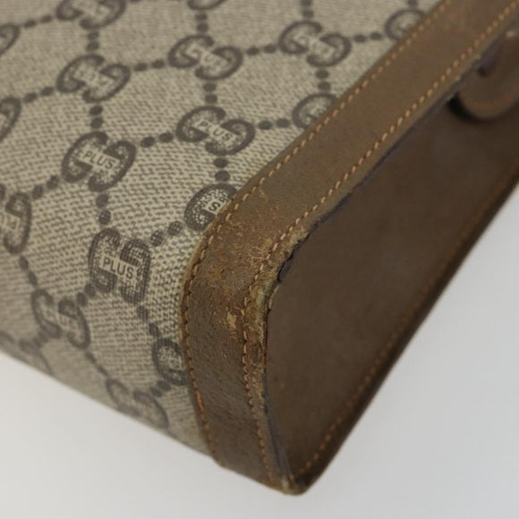 GUCCI GG Supreme Clutch Bag PVC Beige Gold Auth gh2128