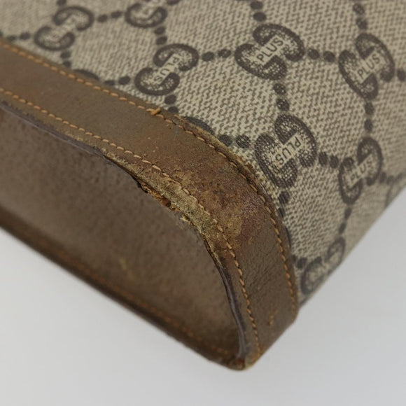 GUCCI GG Supreme Clutch Bag PVC Beige Gold Auth gh2128