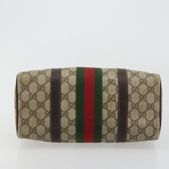 GUCCI GG Supreme Web Sherry Line Boston Bag PVC Beige Goud 40 3841 Auth gh2129