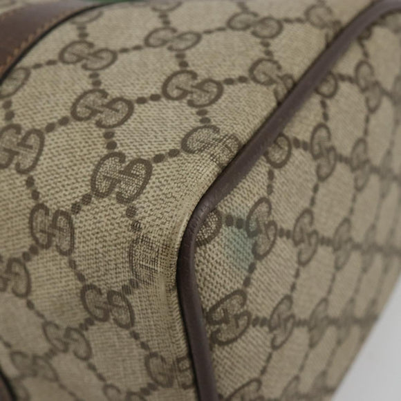 GUCCI GG Supreme Web Sherry Line Boston Bag PVC Beige Goud 40 3841 Auth gh2129