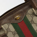 GUCCI GG Supreme Web Sherry Line Boston Bag PVC Beige Goud 40 3841 Auth gh2129-18