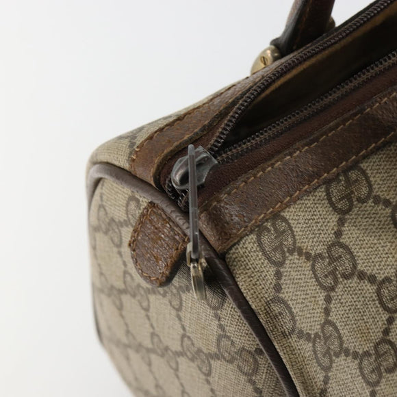 GUCCI GG Supreme Web Sherry Line Boston Bag PVC Beige Goud 40 3841 Auth gh2129