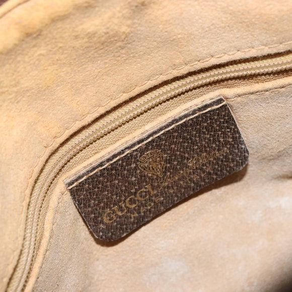 GUCCI GG Supreme Web Sherry Line Boston Bag PVC Beige Goud 40 3841 Auth gh2129