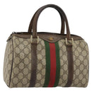 GUCCI GG Supreme Web Sherry Line Boston Bag PVC Beige Goud 40 3841 Auth gh2129-1