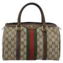 GUCCI GG Supreme Web Sherry Line Boston Bag PVC Beige Goud 40 3841 Auth gh2129-13
