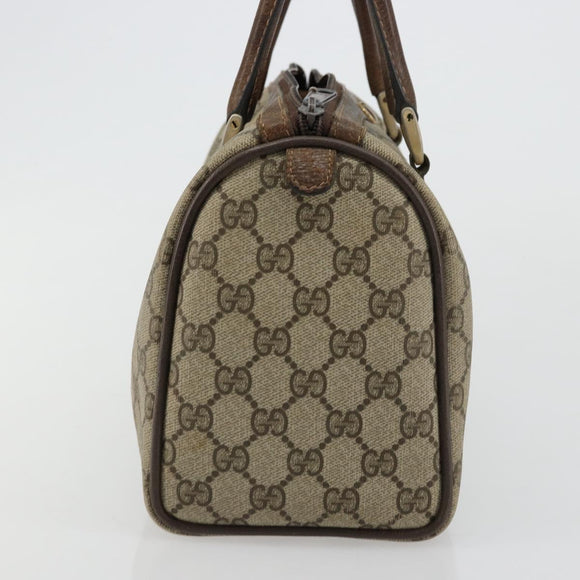 GUCCI GG Supreme Web Sherry Line Boston Bag PVC Beige Goud 40 3841 Auth gh2129