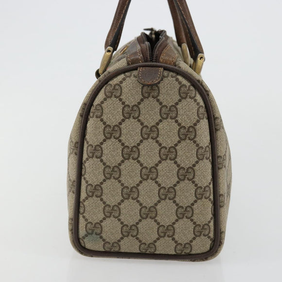 GUCCI GG Supreme Web Sherry Line Boston Bag PVC Beige Goud 40 3841 Auth gh2129