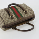 GUCCI GG Supreme Web Sherry Line Boston Bag PVC Beige Goud 40 3841 Auth gh2129-6