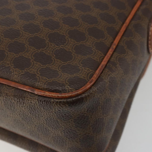 CELINE Macadam Canvas Shoulder Bag PVC Leather Brown Gold Auth gh2130