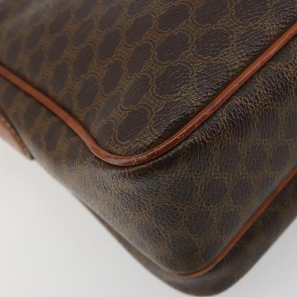 CELINE Macadam Canvas Shoulder Bag PVC Leather Brown Gold Auth gh2130