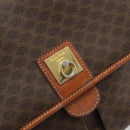 CELINE Macadam Canvas Shoulder Bag PVC Leather Brown Gold Auth gh2130-18