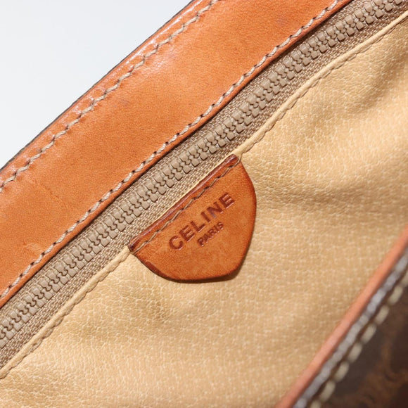 CELINE Macadam Canvas Shoulder Bag PVC Leather Brown Gold Auth gh2130