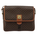 CELINE Macadam Canvas Shoulder Bag PVC Leather Brown Gold Auth gh2130-13