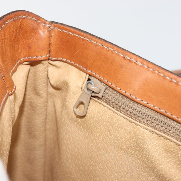 CELINE Macadam Canvas Shoulder Bag PVC Leather Brown Gold Auth gh2130
