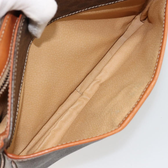 CELINE Macadam Canvas Shoulder Bag PVC Leather Brown Gold Auth gh2130