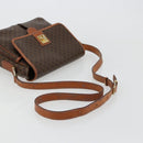 CELINE Macadam Canvas Shoulder Bag PVC Leather Brown Gold Auth gh2130-7