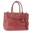 Miu Miu Matelasse Hand Bag Leather 2way Pink Gold Auth gh2131-1