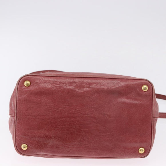 Miu Miu Matelasse Hand Bag Leather 2way Pink Gold Auth gh2131