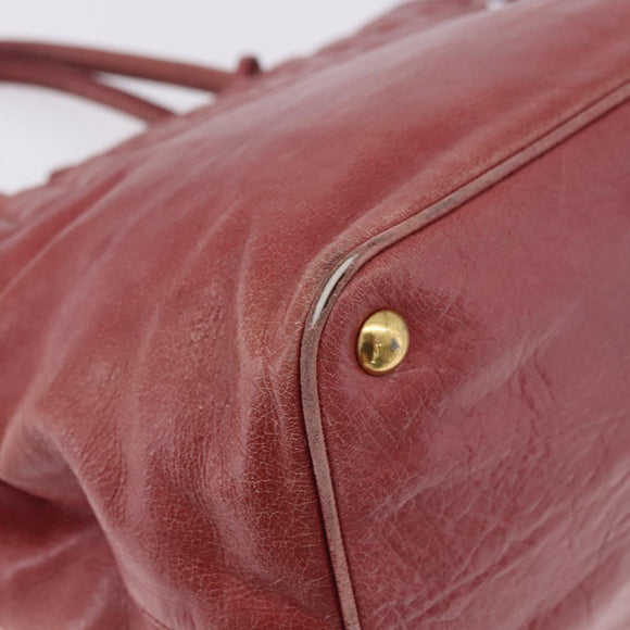 Miu Miu Matelasse Hand Bag Leather 2way Pink Gold Auth gh2131