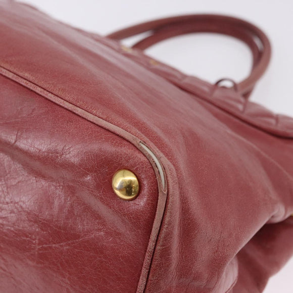 Miu Miu Matelasse Hand Bag Leather 2way Pink Gold Auth gh2131