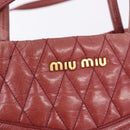 Miu Miu Matelasse Hand Bag Leather 2way Pink Gold Auth gh2131-18