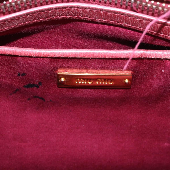 Miu Miu Matelasse Hand Bag Leather 2way Pink Gold Auth gh2131