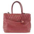 Miu Miu Matelasse Hand Bag Leather 2way Pink Gold Auth gh2131-13