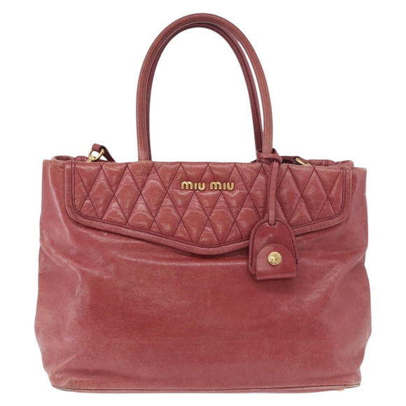 Miu Miu Matelasse Hand Bag Leather 2way Pink Gold Auth gh2131