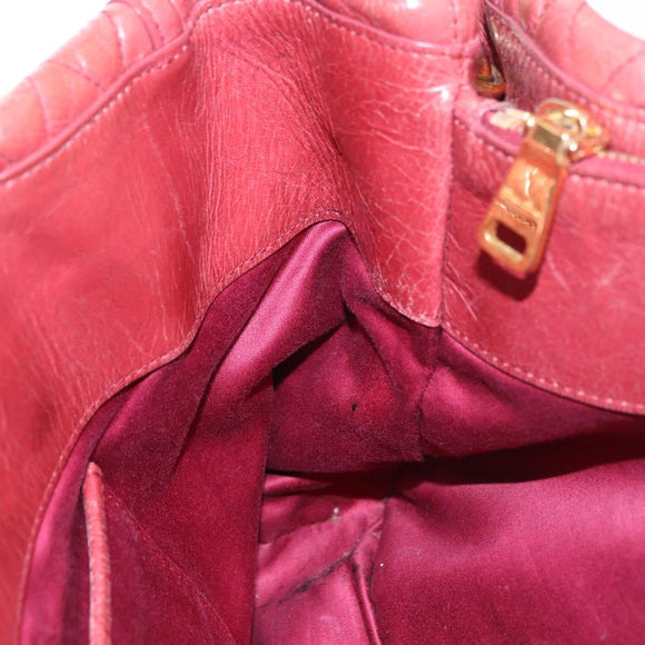 Miu Miu Matelasse Hand Bag Leather 2way Pink Gold Auth gh2131