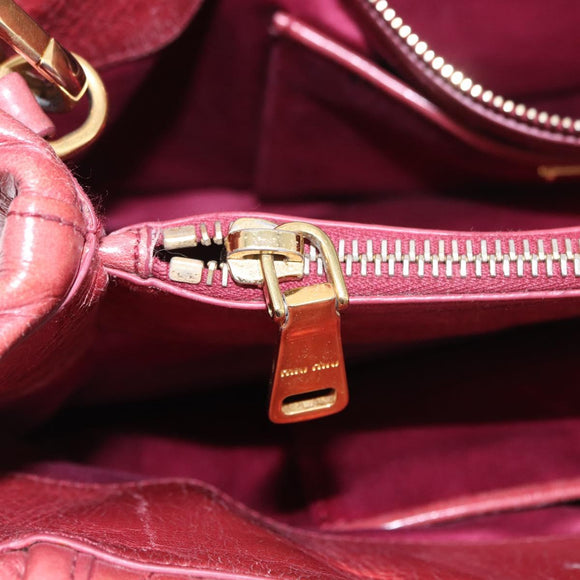 Miu Miu Matelasse Hand Bag Leather 2way Pink Gold Auth gh2131