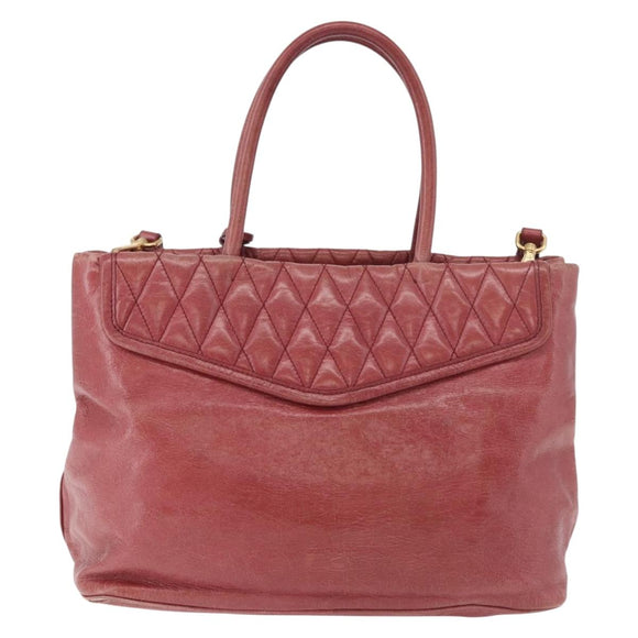 Miu Miu Matelasse Hand Bag Leather 2way Pink Gold Auth gh2131
